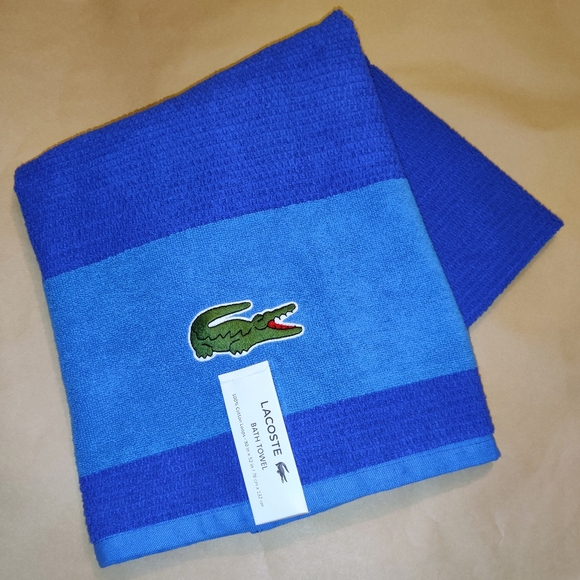Lacoste Bath Nwt Lacoste Bath Towel Blue W Embroidered Crocodile